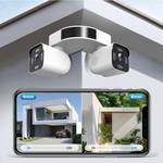 Dual Lens Outdoor Cameras 2.5K/5MP House Cameras Wired Plug-in | Wireless WiFi Camera with Audio and Video, PTZ, Auto Tracking,7/24 Recording, Color Night Vision, Cloud & SD Card Storage. - Retail: $74