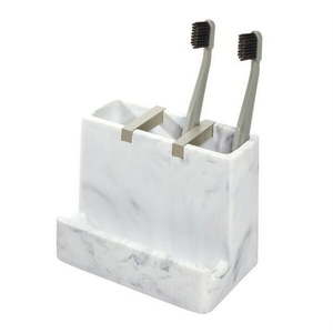 lot 10728 image: InterDesign Dakota Vanity Satin White Marble PlasticToothbrush Holder