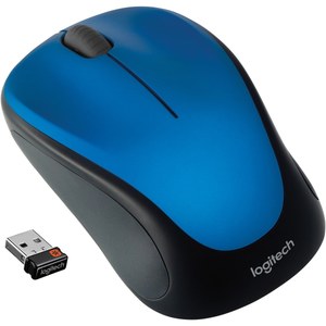 lot 10736 image: Logitech M317 Wireless Computer Mouse, 3 Buttons, 2.4GHz, Compact with Comfortable Rubber Sides, Blue