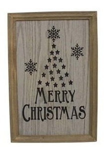 lot 10780 image: Celebrations GoldTan Light-Up Merry Christmas Sign 15.75 in.