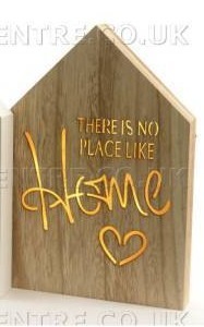 lot 10799 image: LED Wooden House Shaped Light Up Wall Plaque