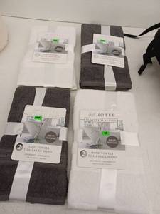 lot 10906 image: Lot of Grey and White Cotton Hand Towels