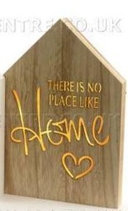 lot 10910 image: No Place Like Home Wooden LED Wall Plaques