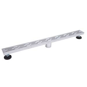 lot 10931 image: B&K Industries Linear Shower Drain Offset Pattern Grate, Chrome Finish, 24 Inch