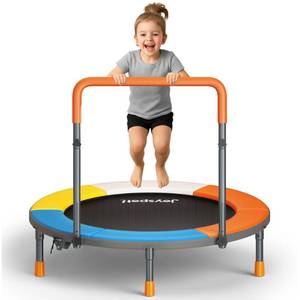 lot 8831 image: 3FT Toddler Trampoline for Kids Ages 1-6, 36 Foldable Mini Trampoline with Adjustable Handle, IndoorOutdoor Rebounder, Colorful Jumping Mat, Quiet Elastic Band, Safety No-Gap, Max Load 100 LBS