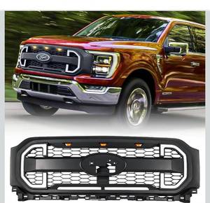 lot 8845 image: AMERICAN MODIFIED Raptor Style Mesh Grille with DRL and Turn Signal Lights Compatible with 2021 to 2023 Ford F150 Models, Matte Black
