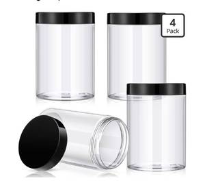 lot 8867 image: Patelai 4 Pieces Round Wide-mouth Leak Proof Plastic Container Jars with Lids for Travel Storage Makeup