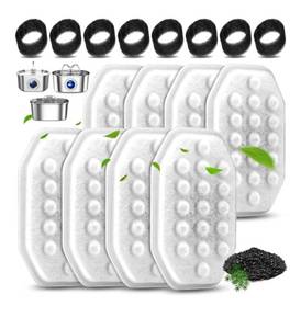 lot 8886 image: 7 Pack Cat Water Fountain Filters with 7 Pack Pre-Filter Sponges Set for 3.2L108oz Pet Cat Water Fountain, Pet Fountain Filter Replacement