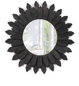 lot 8899 image: Emfogo Wall Mirror 12 inch Rustic Wood Sunburst Boho Mirror Farmhouse Wall Decor Room