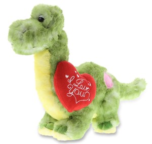 lot 8868 image: Valentines Day Love You Plush Stuffed Dinosaur with Red Heart