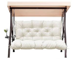 lot 8907 image: OutdoorIndoor Swing Replacement Cushion, 2 or 3 Seats Bench Cushions with Backrest, Thicken 4 Recliner Seat Pad