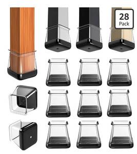 lot 8918 image: 28 Pcs Chair Leg Sliders for Carpet, Square Chair Leg Floor Protectors Glides, Silicone Furniture Leg Protectors Caps,