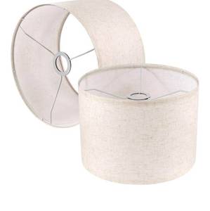 lot 8923 image: Lamp Shades Set of 2, Drum Lampshade for Table Lamps Floor Lamp, 12 Top X 12 Bottom X 8 High Beige