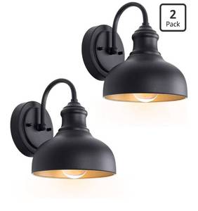 lot 8928 image: 7in Black Gooseneck Lights for Farmhouse, 2 Pack Outdoor Barn Light Fixture,
