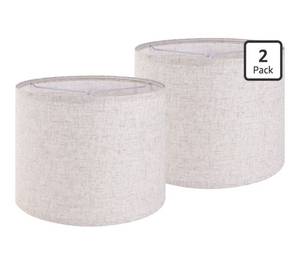 lot 8929 image: Set of 2 Drum Lampshades for Table, Floor & Bedside Lamps - 13  13  10 inch, Medium Beige