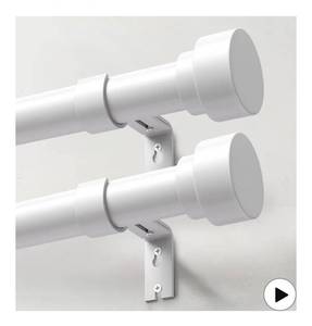 lot 8932 image: 2 Pack Heavy Duty Curtain Rods for Windows 72 to 144 Inch, 1 Inch White Adjustable Curtain Rod Set