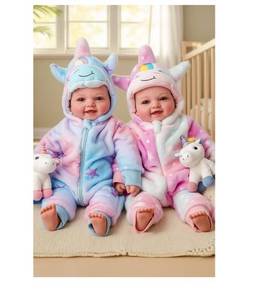lot 8935 image: BABESIDE Baby Dolls Twins - 17 Cute Soft Body Realistic Newborn Twin Dolls