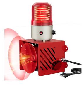 lot 8939 image: Joinfworld AC110V 120dB Siren Alarm Strobe Light Plug-in Manual Security Alarm Adjustable Volume Outdoor Waterproof Emergency Strobe Warning Light for Warehouse, Construction Site, Crane