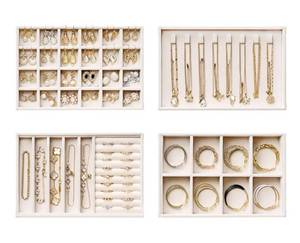 lot 8943 image: Velvet Jewelry Drawer Organizer Trays 4-Layer Stackable Jewelry Storage Inserts Set,
