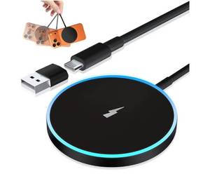 lot 8963 image: Wireless Charger 15W Max Magnetic Fast Charging Pad Mat for iPhone 17 16 15 14 13 12 11 Pro MaxMiniPlusXRX8, Galaxy S23S22S21S20S10Buds, Case Friendly, Black