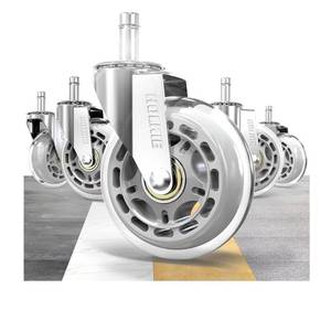 lot 8964 image: HOLKIE Gaming Chair Wheels - Silent Roller Blade Casters for Esports Rig Replacement - Heavy Duty 11x22mm - Smooth 360° Stealth Glide for Hardwood & Carpet - Set of 5 Silver