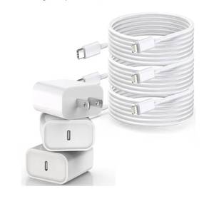 lot 8965 image: Apple MFi CertifiedLong iPhone Fast Charging Cable,3Pack 20W Phone Charger USB C Charger Block Plug6Foot Type C to Lightning Cord for iPhone 14ProPro MaxPlus131211XSXRXSE2022iPadAirPods