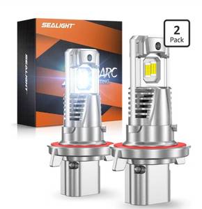 lot 8966 image: SEALIGHT H139008 LED Head Light Bulb, 800% 46000LM Brighter than Halogen, 11 Real Size 9008 Light, 6500K Cool White with Fan, Pack of 2