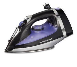 lot 8968 image: Hamilton Beach Steam Iron for Clothes & Garment Steamer with Smooth Press Stainless Steel Soleplate