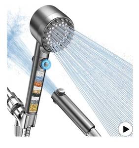 lot 8971 image: FEELSO Filtered Shower Head with Handheld, High Pressure 4 Spray Showerhead with Filters