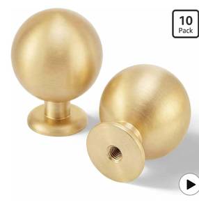 lot 8980 image: QOGRISUN 10-Pack Solid Brass Cabinet Knobs