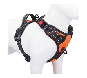 lot 8983 image: PHOEPET No Pull Dog Harness Medium Reflective Front Clip Vest with Handle,Adjustable 2 Metal Rings 3 Buckles,Easy to Put on & Take Off(M, Orange