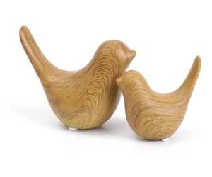 lot 8985 image: Notakia Wood Look Ceramic Birds Statues Home Decor Modern Style Decorative Ornaments