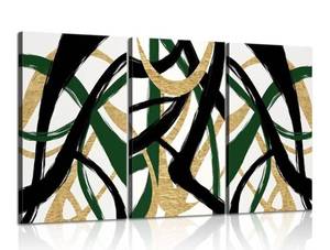 lot 8995 image: 3Pcs Framed work Abstract Lines Canvas Wall Art Modern Black,