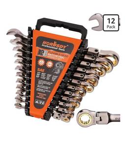 lot 9001 image: HORUSDY 12-Piece SAE Flex-Head Ratcheting Wrench Set with Organizer  14 to 78 Ratchet Combination Wrenches Set  72-Teeth  Chrome Vanadium Steel