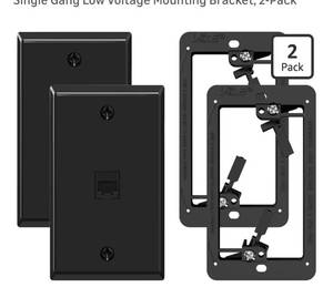 lot 9003 image: VCE Black Ethernet Wall Plate (UL-Listed), 1-Port CAT6 Wall Plate and Jack,
