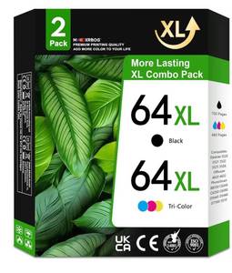 lot 9011 image: 64XL Ink Cartridges Black and Color Replacement for HP 64 Ink Combo Pack for Envy Photo 7855 7858 7155 7120 Printer (2-Pack, BlackTri-Color)