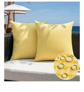 lot 9016 image: Kevin Textile Outdoor Waterproof Throw Pillow Covers Pack of 2 Weaving Texture Water Resistant