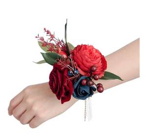 lot 9019 image: Lings moment 6pcs Wedding Wrist Corsage Artificial Flowers, GirlMother Homecoming Prom Corsages Wristlet D�cor, etc. Burgundy and Navy Blue