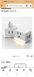 lot 9028 image: Mulit Plug Wall Outlet with USB C, 2 Pack Outlet Extender 2AC 1USBA 1USBC, 3 Way Plug Wall Splitter with Night Light, Multiple Plug Adapter for Travel Home Office PD 20W
