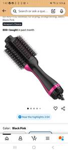 lot 9037 image: Hair Dryer Brush, 4 in 1 One Step Hair Dryer and Styler Volumizer, Professional Hot Air Brush with Negative Ion Anti-frizz Blowout for Drying, Straightening, Salon, Black Pink