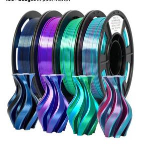 lot 9044 image: Epelay 3D Printing Filament, Silk 3D PLA Printer Filament 1.75mm, Shiny Dual Color Change & Neatly Wound, Blue Series 4 x 250g Spools for Most FDM Printers