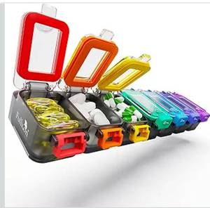 lot 9045 image: Fullicon Weekly Pill Organizer 7 Day Ultra Moisture and Spill Proof Daily Pill Box, Large Medicine Case