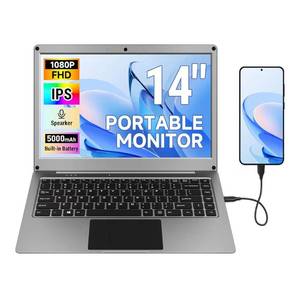 Portable Monitor with Keyboard,14inch 1080P FHD Lapdock Compatible with Raspberry Pi/Mini PC/Phone/PC/Game Console,CrowView Note Built-in Battery with RPi5 Adapter - Retail $169