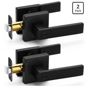 lot 9097 image: 2 Pack Matte Black Door Handles Privacy Door Levers,