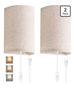 lot 9098 image: AVV Wall Sconces Set of Two, Wall Lamp Plug in with OnOff Switch, 2700K 4000K 5000K Selectable