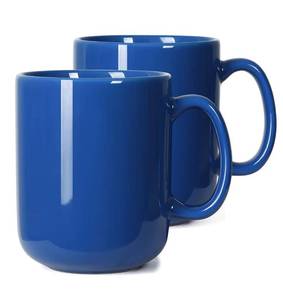 lot 9105 image: Smilatte 20 OZ Large Coffee Mug, M016 Plain Ceramic Boss Big Tea Cup with Handle for Dad Men, Set of 2, Blue