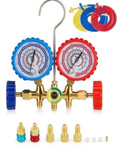 lot 9107 image: Orion Motor Tech AC Gauge Set, 3 Way AC Manifold Gauge Set for R134a R410a R22 R404a Refrigerant Recharge