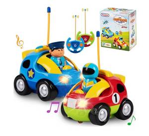 lot 9108 image: Prextex 2 Pack Cartoon Remote Control Cars for Toddlers -