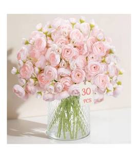lot 9114 image: Alupssuc 30Pcs Ranunculus Artificial Flowers Faux Silk Mini Ranunculus