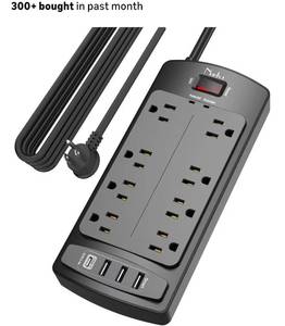 lot 9115 image: Surge Protector Power Strip - Nuetsa Flat Plug Extension Cord with 8 Outlets and 4 USB Ports, 15 Feet Power Cord
